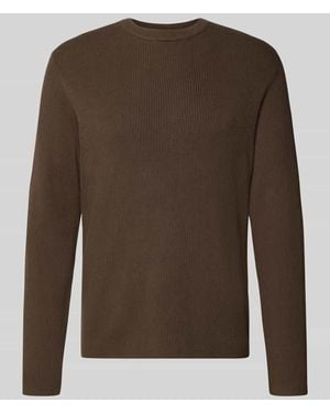 Lindbergh Slim Fit Strickpullover Baumwoll-Mix - Braun