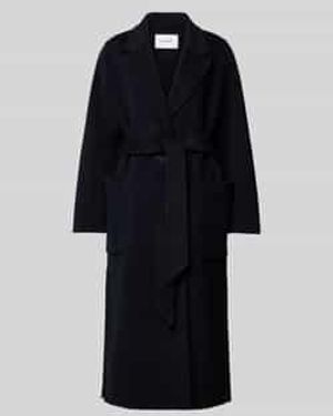 IVY & OAK Lange Jas Met Strikceintuur - Zwart