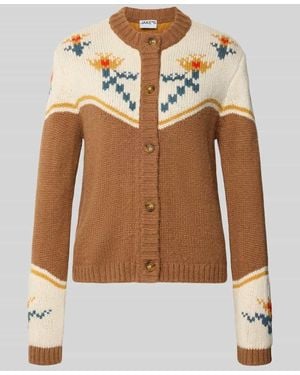 Jake*s Regular Fit Strickjacke mit Woll-Anteil - Braun