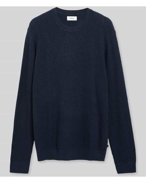 S.oliver Pullover mit Strukturstrickoptik aus reiner Baumwolle - Blau