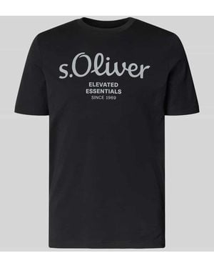 S.oliver Regular Fit T-Shirt aus reiner Baumwolle Modell 'BASIC TEE BIG LOGO' - Schwarz