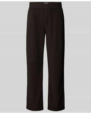 JAKE*S STUDIO MEN Sweatpants in Ripp-Optik mit elastischem Bund - Schwarz