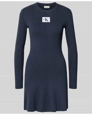 Calvin Klein Minikleid mit Label-Patch Modell 'FIT AND FLARE' - Blau