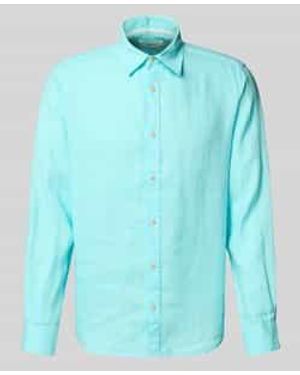 S.oliver Regular Fit Linnen Overhemd Met Sportmanchetten - Blauw