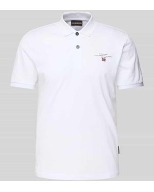 Napapijri Regular Fit Poloshirt mit Label-Stitching Modell 'elbas' - Weiß