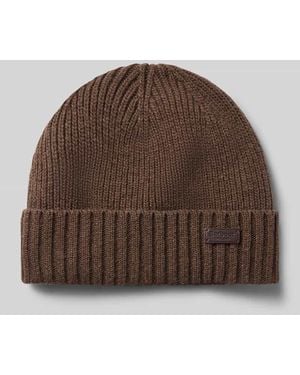 Barbour Beanie mit Logo-Patch - Braun