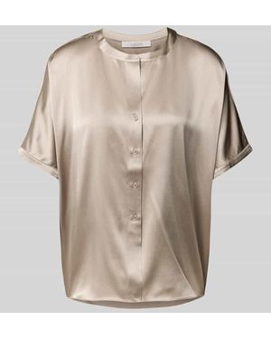 Herzen's Relaxed Fit Seidenbluse mit Rundhalsausschnitt - Natur