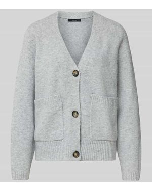 Vero Moda Comfort Fit Strickjacke mit V-Ausschnitt Modell 'BOOM' - Grau