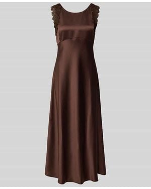 Luisa Cerano Midikleid aus Satin mit Spitzenbesatz - Braun