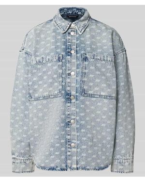 ARMANI EXCHANGE Oversized Jeansbluse mit Alpaka-Anteil - Blau