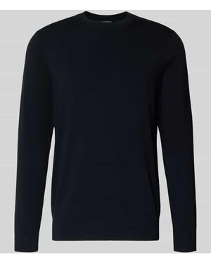 Profuomo Regular Fit Strickpullover mit Seide-Anteil - Blau