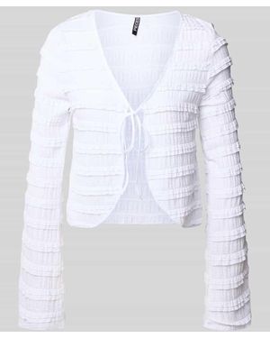 Pieces Regular Fit Cardigan mit Spitzendetails Modell 'ANINE' - Weiß