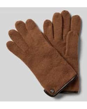 Roeckl Sports Gewalkte Handschoenen Van Scheerwol Met Wapenembleem - Bruin