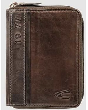 Camel Active Portemonnaie aus Leder im Retro-Look - Braun