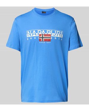 Napapijri T-Shirt mit Label-Print Modell 'AYLMER' - Blau