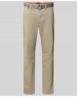 Mcneal Slim Fit Chino Met Riem - Naturel