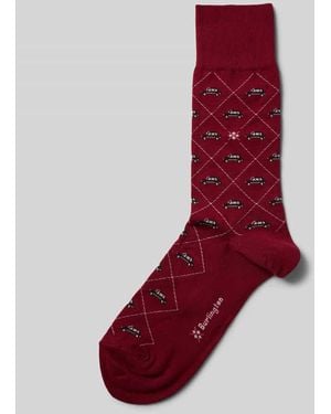 Burlington Socken mit Label-Print - Rot