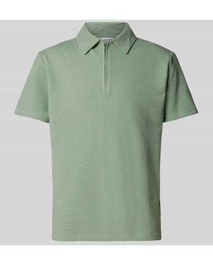 SELECTED Poloshirt mit kurzem Reißverschluss Modell 'SANDER' - Grün