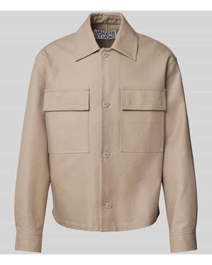 JAKE*S STUDIO MEN Hemdjacke Mit Kentkragen - Natur
