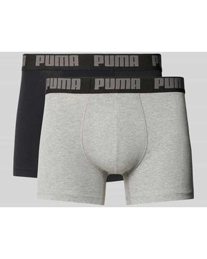 PUMA Slim Fit Boxershorts aus Baumwoll-Mix im 2er-Pack Modell 'EVERDAY' - Grau