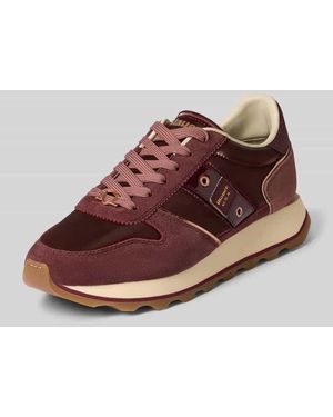 Blauer Usa Sneaker aus Leder-Mix mit Logo-Detail - Braun