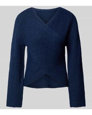 ONLY Pullover mit Wickeloptik Modell 'ONLMAGGIE' - Blau