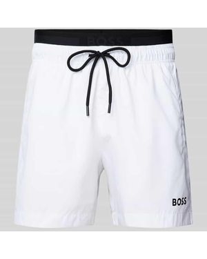 BOSS Badehose Mit Elastischem Logo-Bund Modell 'Amur' - Schwarz