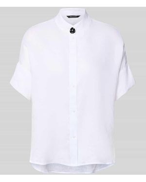 ARMANI EXCHANGE Regular Fit Bluse mit Stehkragen und Knopfleiste - Weiß