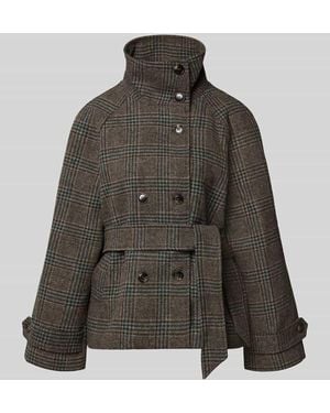 Neo Noir Jacke mit Stehkragen und Bindegürtel Modell 'Munet' - Braun