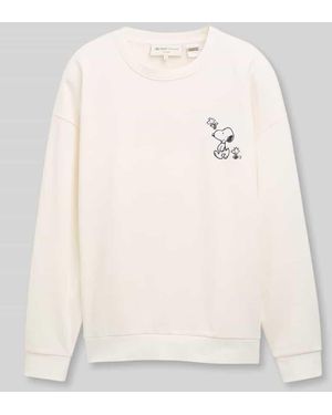 Tom Tailor Relaxed Fit Sweatshirt aus Baumwoll-Mix mit Peanuts-Print - Natur