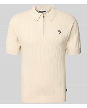 Review Slim Fit Poloshirt mit Label-Stitching - Natur