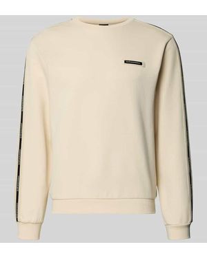 EA7 Sweatshirt mit Label-Details und Rundhalsausschnitt - Natur