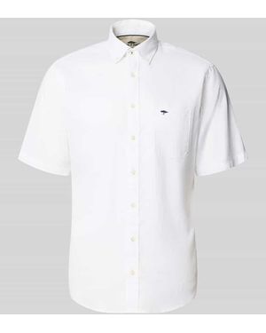 Fynch-Hatton Slim Fit Freizeithemd aus Leinen-Baumwoll-Mix - Weiß