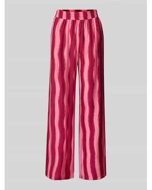 Colourful Rebel Wide Leg Stoffhose mit Label-Prints Modell 'Melody' - Pink