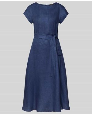 Weekend by Maxmara Tailliertes Freizeitkleid aus reinem Leinen Modell 'ESORDIO' - Blau