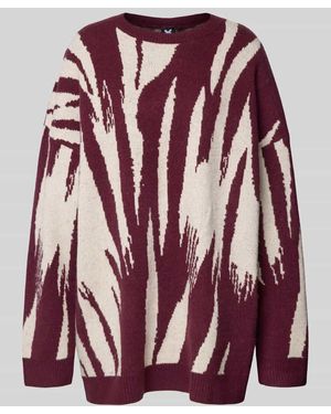 Karo Kauer Oversized Strickpullover mit Woll-Anteil - Rot