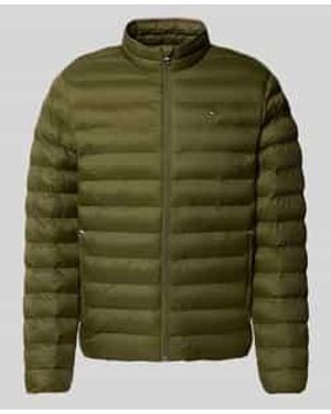 Tommy Hilfiger Regular Fit Gewatteerd Jack Met Opstaande Kraag - Groen