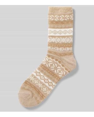 Camano Socken Mit Kunstfellbesatz Modell 'Norwegian' - Weiß