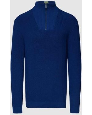 Esprit Strickpullover mit Troyer-Kragen - Blau