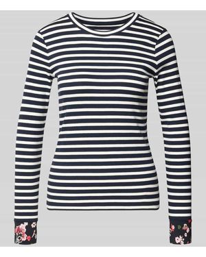 Marc Cain Slim Fit Longsleeve aus Baumwoll-Mix - Blau