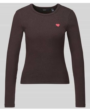 Vero Moda Langarmshirt mit kleinem Herz-Detail - Braun
