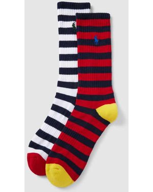 Polo Ralph Lauren Socken Mit Streifenmuster Im 2Er-Pack Modell 'Novelty Stripes' - Rot
