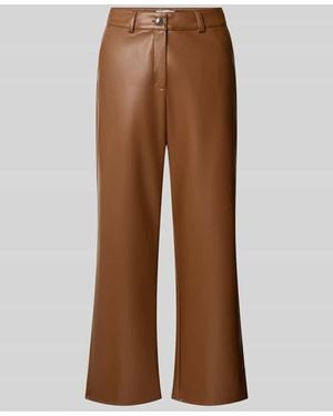 MORE&MORE Flared Fit Stoffhose in Leder-Optik - Braun