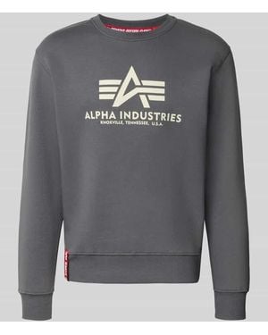 Alpha Industries Regular Fit Sweatshirt aus Baumwoll-Mix mit Logo-Print - Grau