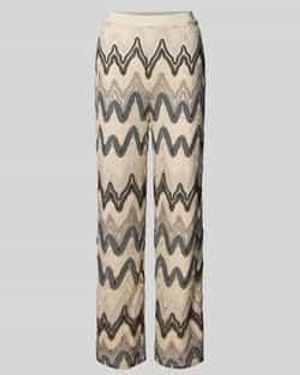 S.oliver Wide Leg Wijde Broek Met All-over Motief - Naturel