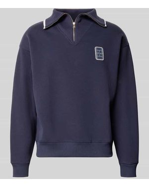 Lacoste Loose Fit Troyer aus Baumwoll-Mix Model 'Tennisc' - Blau