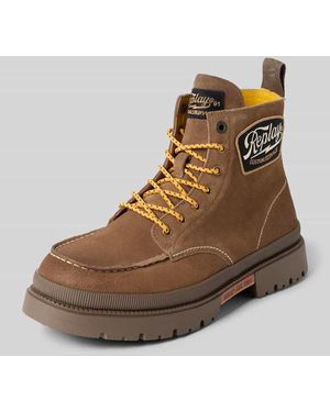 Replay Boots aus Leder mit Label-Details Modell 'SANDTOWN' - Braun