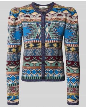 Ba&sh Strickjacke aus Woll-Mix im Allover-Look Modell 'MAJA' - Blau