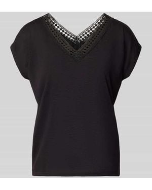 Zero Regular Fit T-Shirt aus Viskose-Mix mit Loch-Stitching - Schwarz