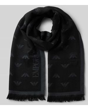 Emporio Armani Schal aus Wolle mit Logo-Muster - Schwarz